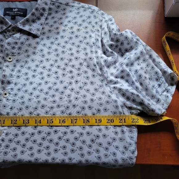 MICHAEL Brandon Unicycle Print Short Sleeve Button-up Rayon Casual Shirt Size L - Picture 6 of 7